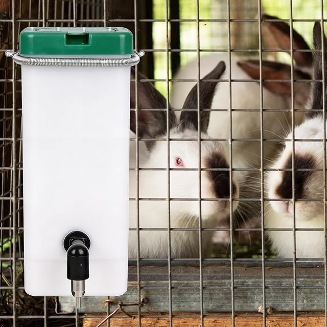 Foto 3 de 7 de Juego de 3 bebederos para conejos, 1000 ml, dispensador automático de agua, botella colgante para mascotas