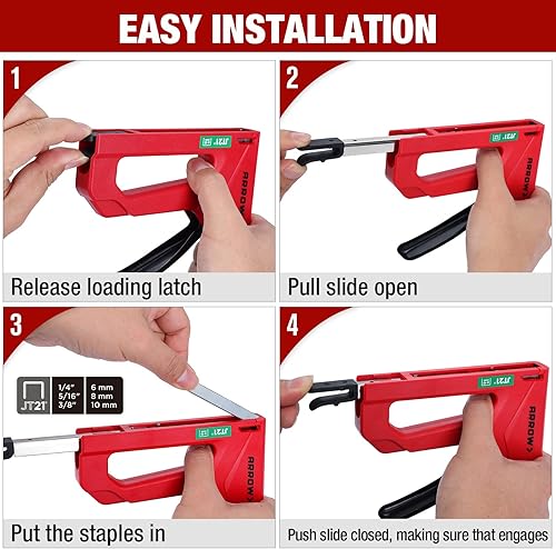 Miniatura 6 de Arrow Pistola de grapas ligera, kit de grapadora de tapicería ligera para madera con 1000 grapas JT21, carcasa de plástico para manualidades, tela,