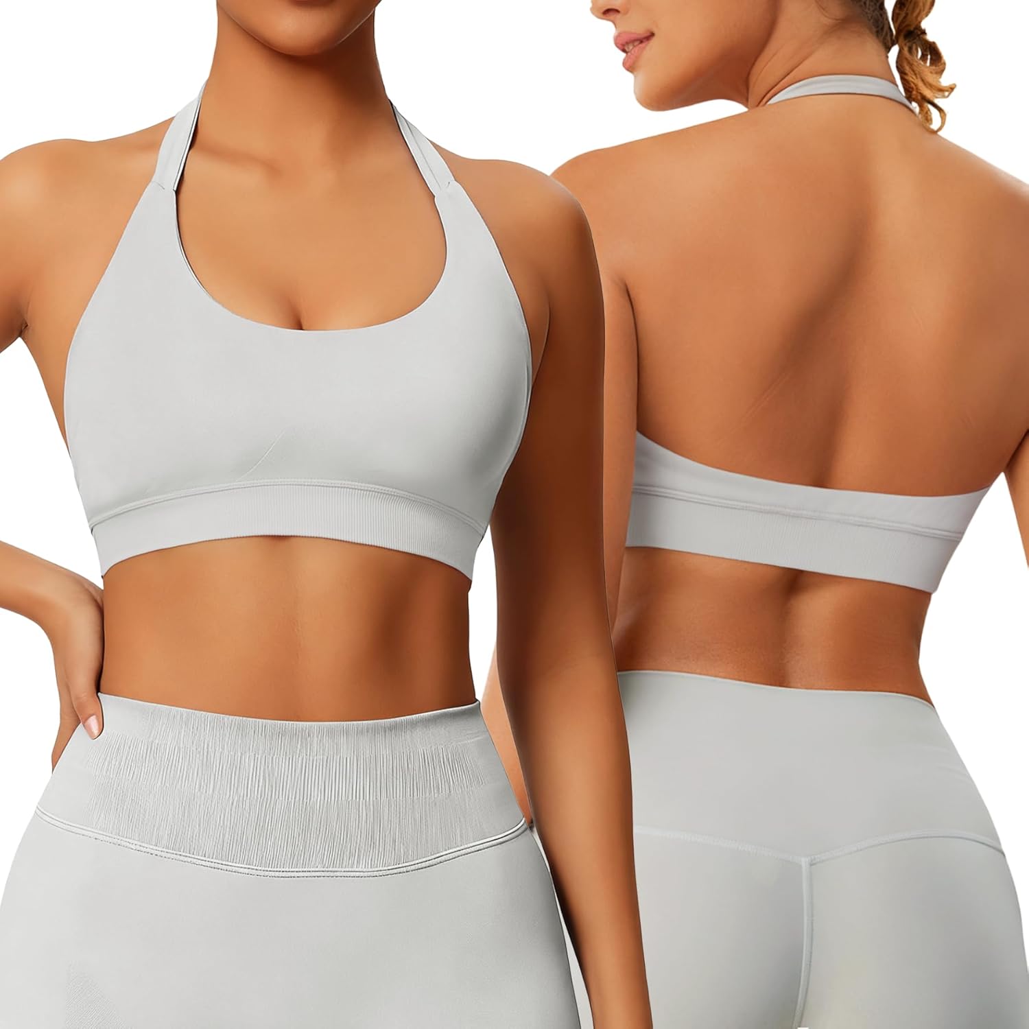 Sports Halter Bra Workout Yoga Bralette - Backless Bras for Women Padded Gym Open Back Bra Removable Pads