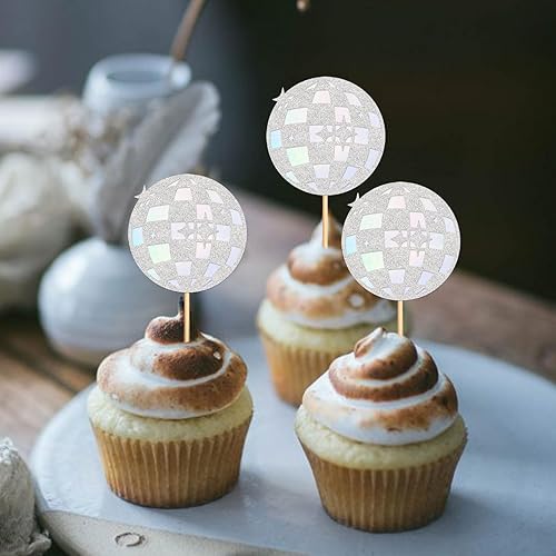 Miniatura 5 de Keaziu 24 piezas de decoración de cupcakes de cantante musical, populares selecciones de cupcakes para fiesta temática de discoteca fiesta de