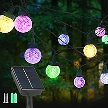 mafiti 12M/40FT Solar Lights Outdoor Garden,Mafit Christmas Outdoor Light with 30 LED Pineapple Bulb Fairy Lights,8 Modes & Memory Perfect for Camping,Patios,Yards,Christmas Parties(Multi-Color)