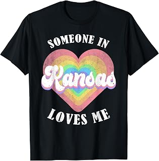 Someone In Kansas Loves Me Heart Retro Groovy T-Shirt