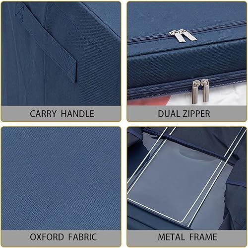 Miniatura 3 de Caja de almacenamiento plegable para ropa, apilable, transparente, para armario, armario, contenedores organizadores, de tela Oxford, con marco de