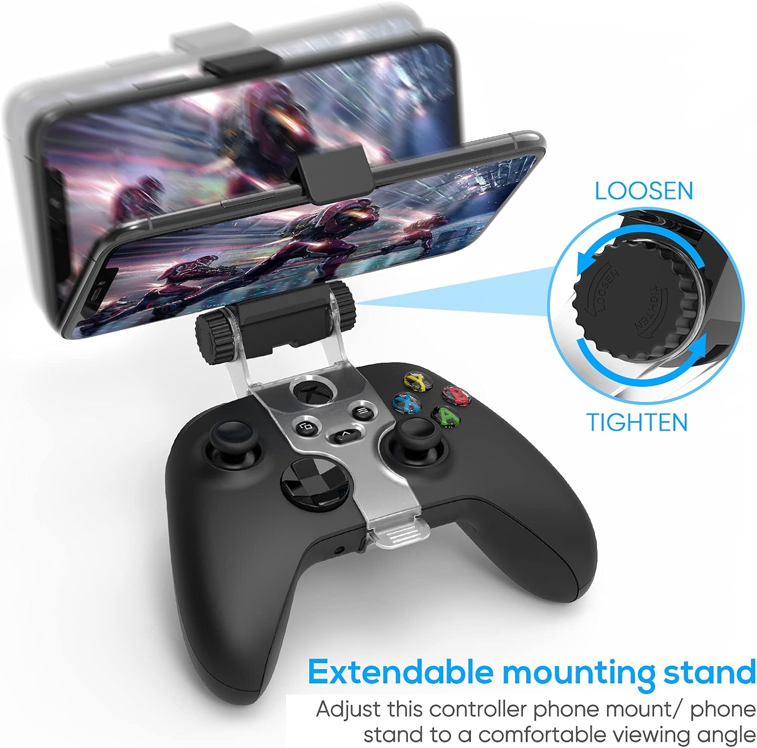 Controller Phone Mount for Xbox Series X|S -Auarte Xbox Core Controller Foldable Clip Mobile Phone Holder Clamp Adjustable Clip for Microsoft Xbox Series X|S/ Xbox One/One S/ One X Wireless Controller