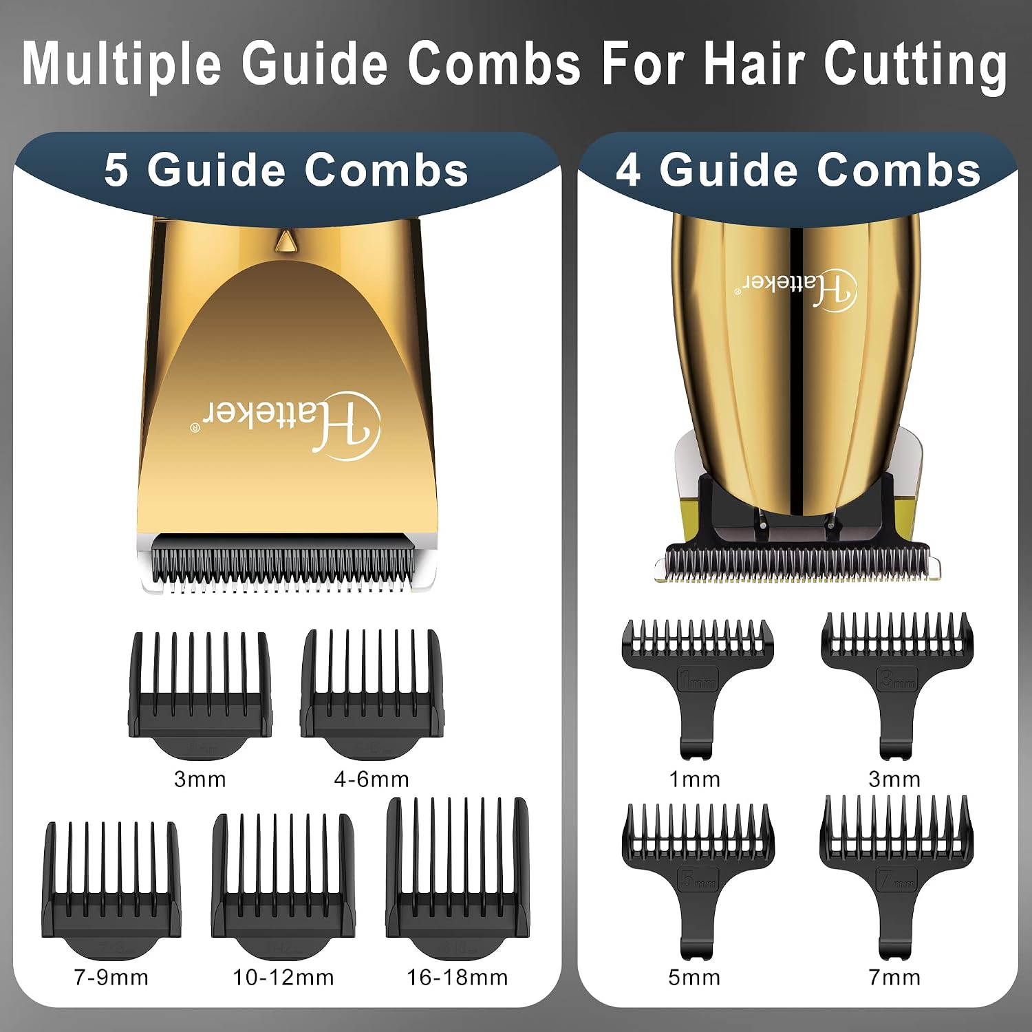 Hatteker Professional Hair Clipper and T-Blade Trimmer Kit for Men,Beard Trimmer Cordless Haircut Barber Gromming Kit IPX7 Waterproof (Gold)