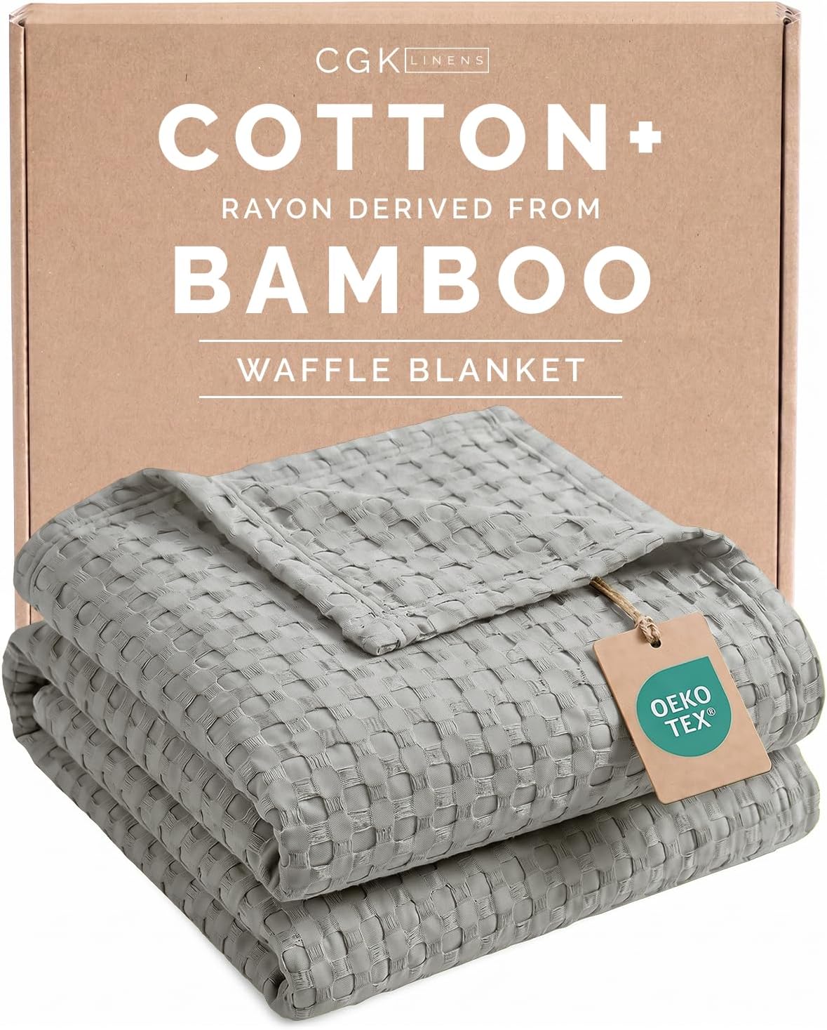 Cooling Waffle Blanket for Hot Sleepers - Queen Size, 90x90, Grey