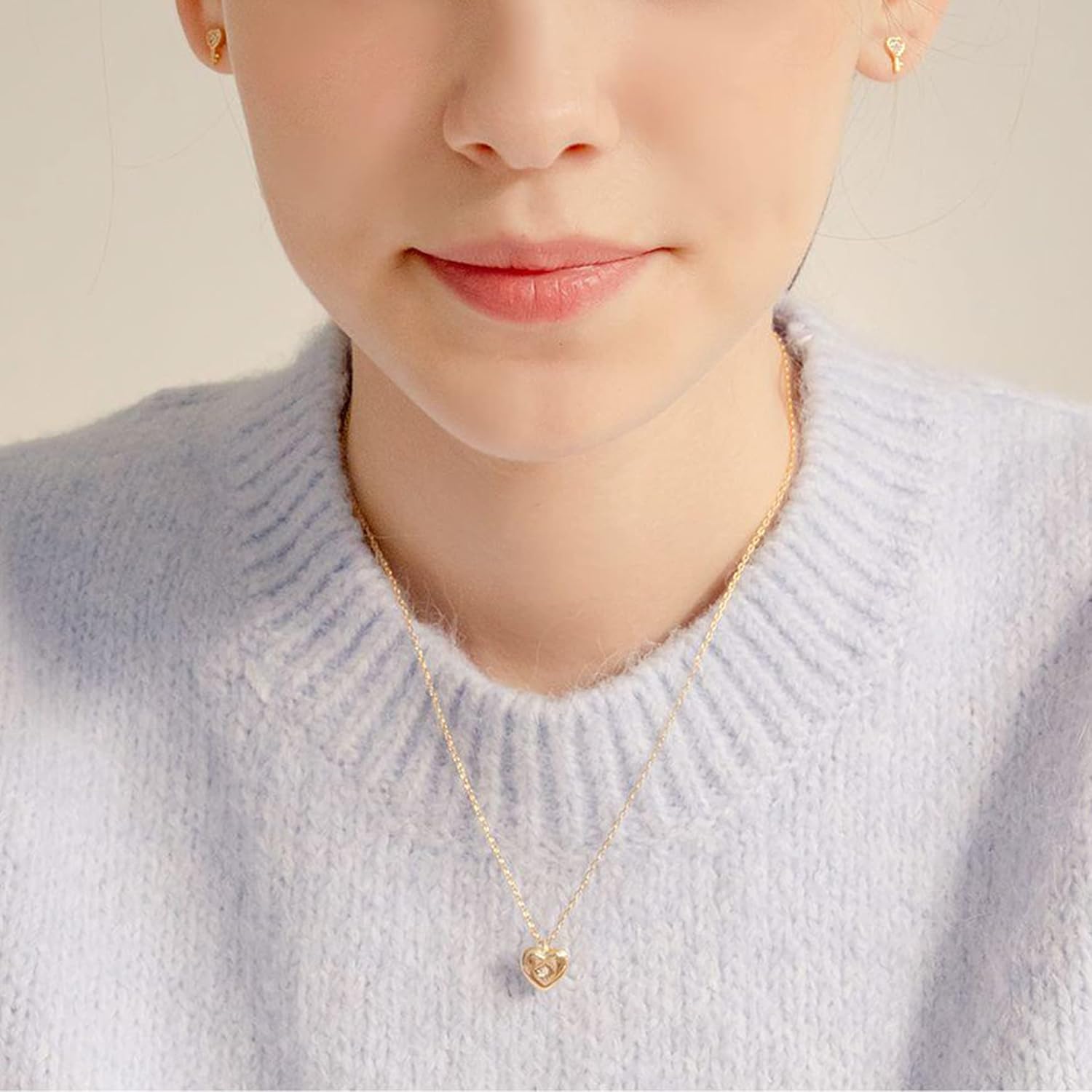 Cowlyn Love Heart Necklaces Pendant Pearl Chain 14K Gold Plated Double Layered Choker June Rose Flower Bar Disc Pendant Mother's day Valentine Women Girls Handmade Mom Jewelry - Image 5