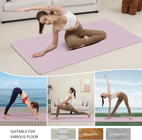Miniatura 6 de Tapete de yoga antideslizante, extra grueso de 0.315 in, 72 x 32 pulgadas, tapete de ejercicio grande, no tóxico e inodoro, duradero con correa de