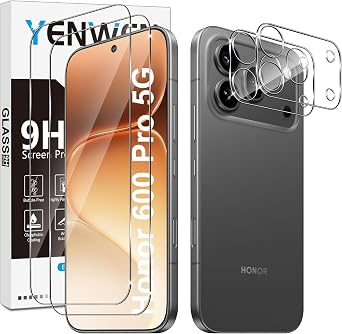 Screen Protector for Honor 600 Pro 5G, 2 Pack of Tempered Glass with 2 Camera Protection, 9H Hardness Protective Glass Phone Film HD Clear