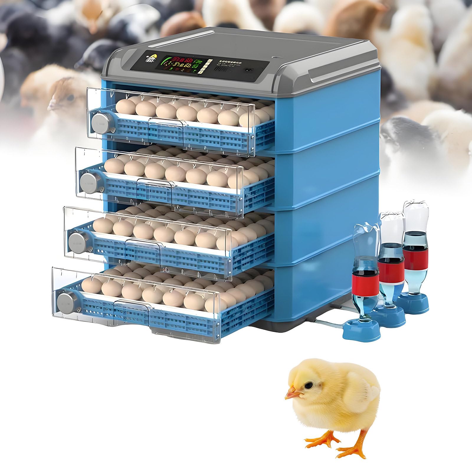 GUTYGIO 64-500 Egg Incubator, LED Automatic Egg Turning & Temperature Control, 5 Incubation Modes, Automatic Incubator for Hatching Eggs, for Hatching Chicken Duck Quail Eggs 256eggs