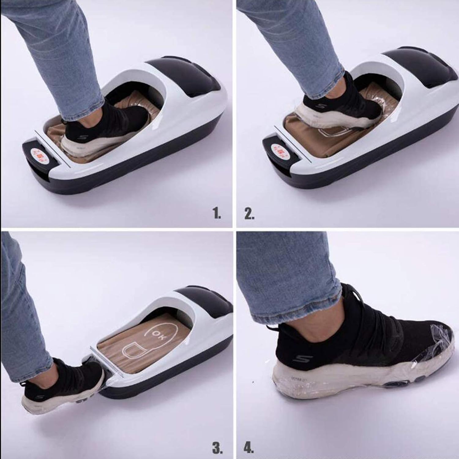 Automatic Shoe Cover Dispenser Foot-Operated self-Wearing Shoe Cover Machine with Disposable 1 roll of Shoe Film for Home Hotels Factories Laboratory Can be Used 500 Times Purple
