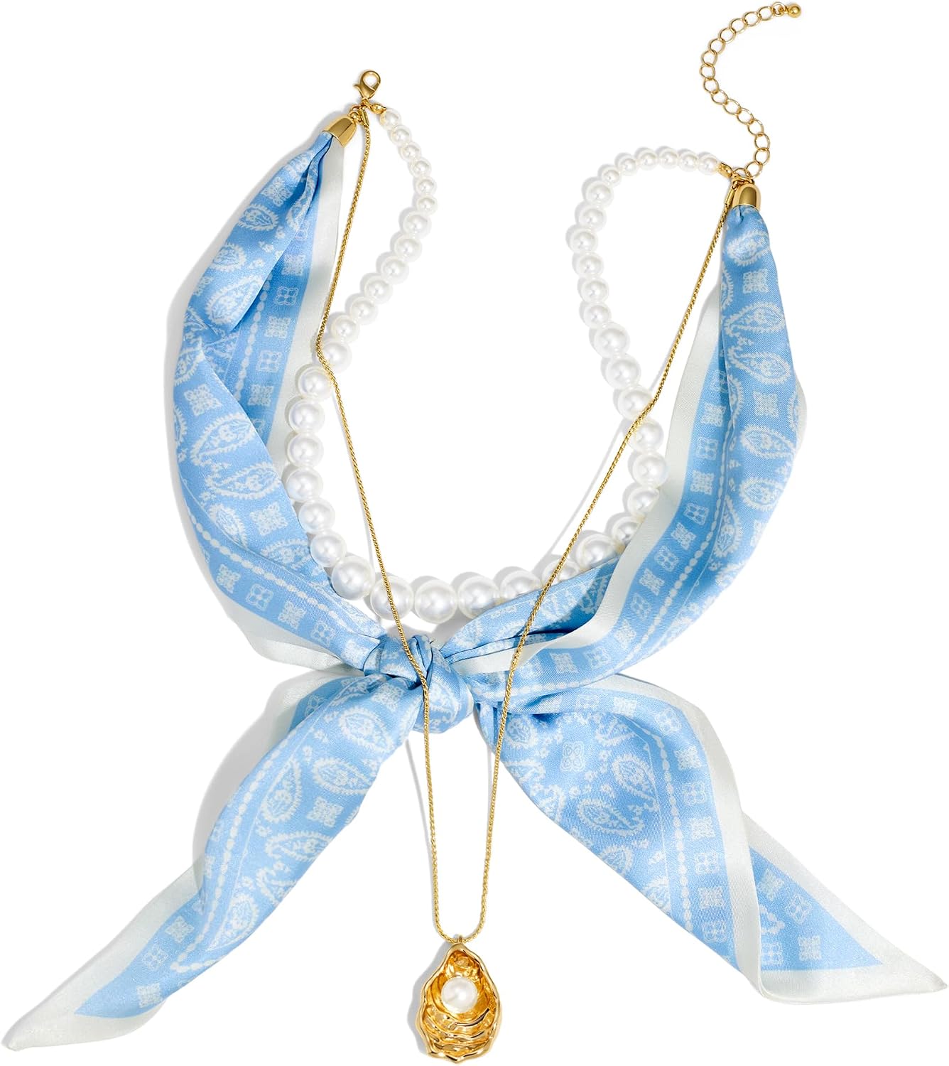 CLASSYZINT Layered Scarf Necklace for Women Statement Necklace Fashion Statement Jewelry for Spring Summer Outfit Gift