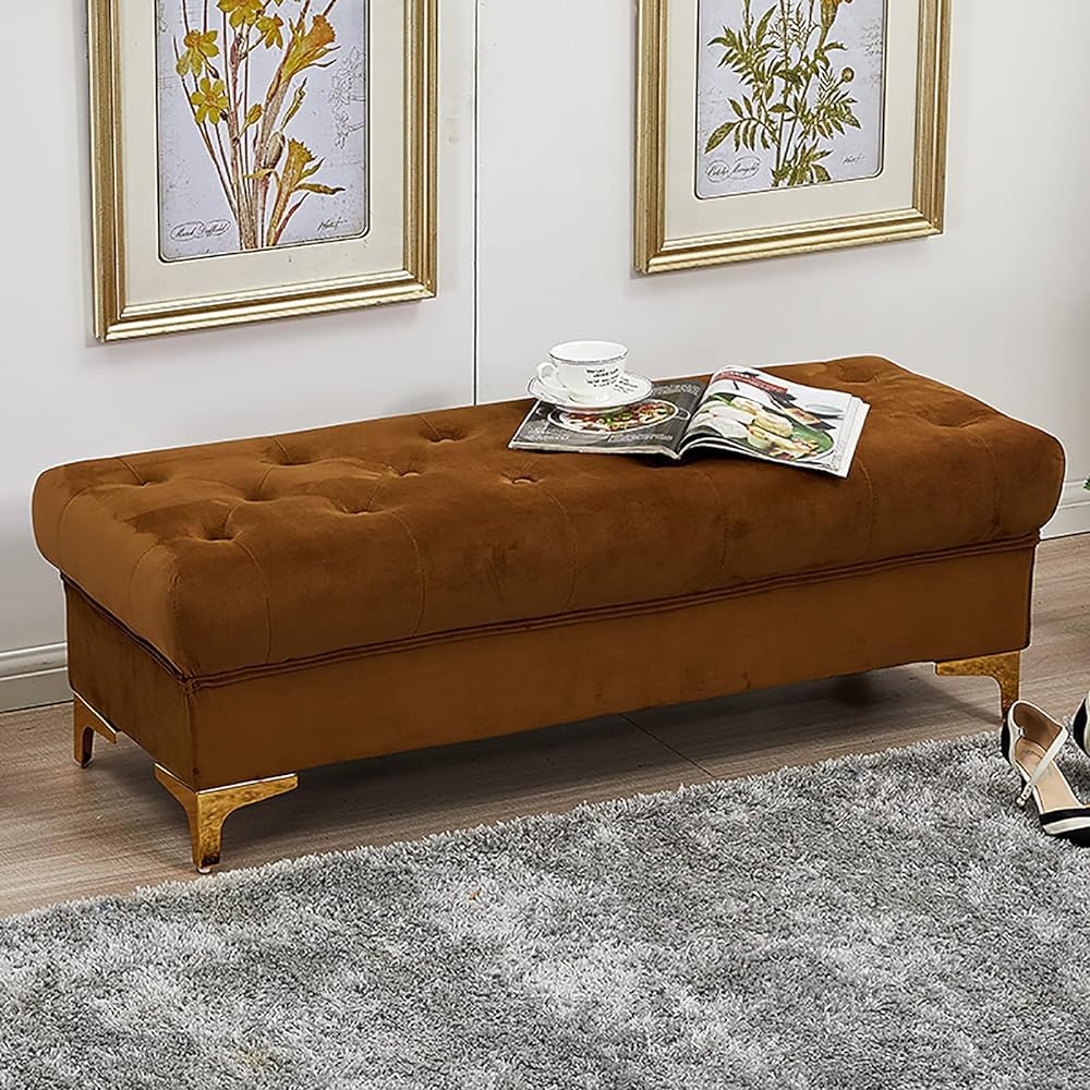KLGFBDC Storage Ottoman Bench, Upholstered Modern Footstool for Living Room, Bedroom, Hallway - Multifunctional Shoe Bench and Storage Solution