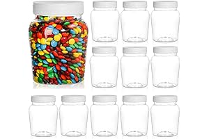 Goaste 12 Pack Plastic Jars with Lid 16oz
