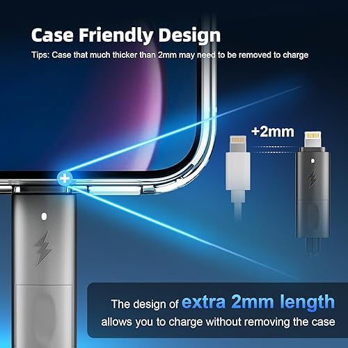 Miniatura 5 de Cable de carga trenzado 4 en 1, cargador de iPhone de 100 W, cable de carga rápida USB AC a CLightning múltiple, cargadores universales para