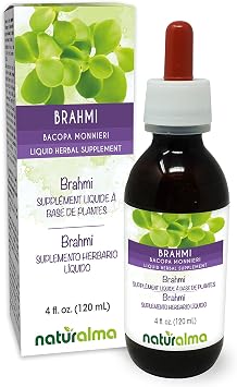 Naturalma Brahmi Bacopa monnieri herb Alcohol-Free Tincture - 4 fl oz Liquid Extract in Drops - Herbal Supplement - Vegan