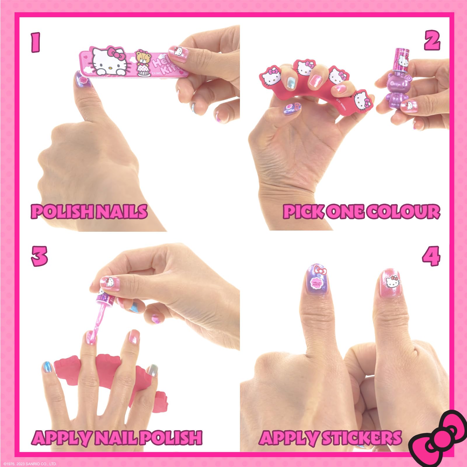 Hello Kitty - Juego de maquillaje con luz para niñas, incluye accesorios para uñas, ojos y labios, regalo perfecto de cumpleaños y vacaciones, pilas AA no incluidas, a partir de 3 años 5