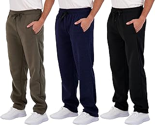 Sponsored Ad - Real Essentials 3 Pack: Men's Tech Fleece Active Athletic Casual Open Bottom Sweatpants with Pockets