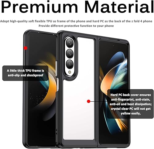 Miniatura 3 de Miimall Funda compatible con Samsung Galaxy Z Fold 4 2022, carcasa plegable ultrafina y gratuita, parte trasera transparente de policarbonato duro
