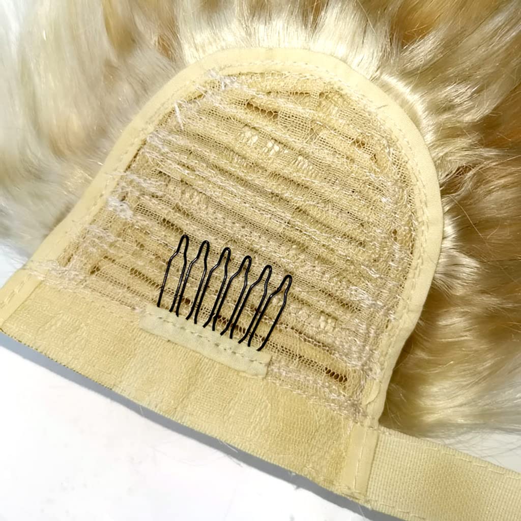 Wrap Around Ponytail Extension Human Hair Wavy #613 Light Blonde Clip in 18" High Pony Tail Hairpiece for Women
