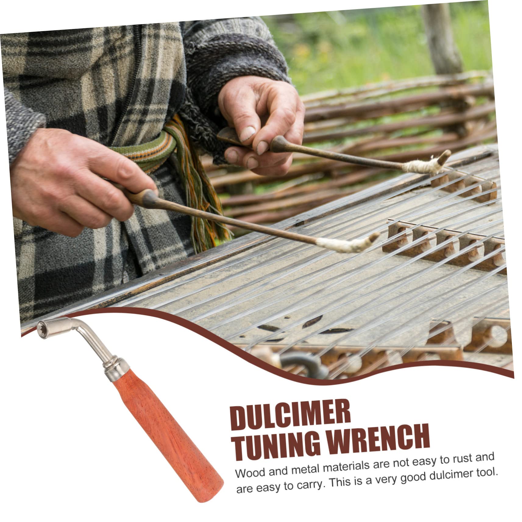Wakauto Dulcimer Tuning Wrench Wood Metal Material Easy to Carry Use for Hammer Dulcimer
