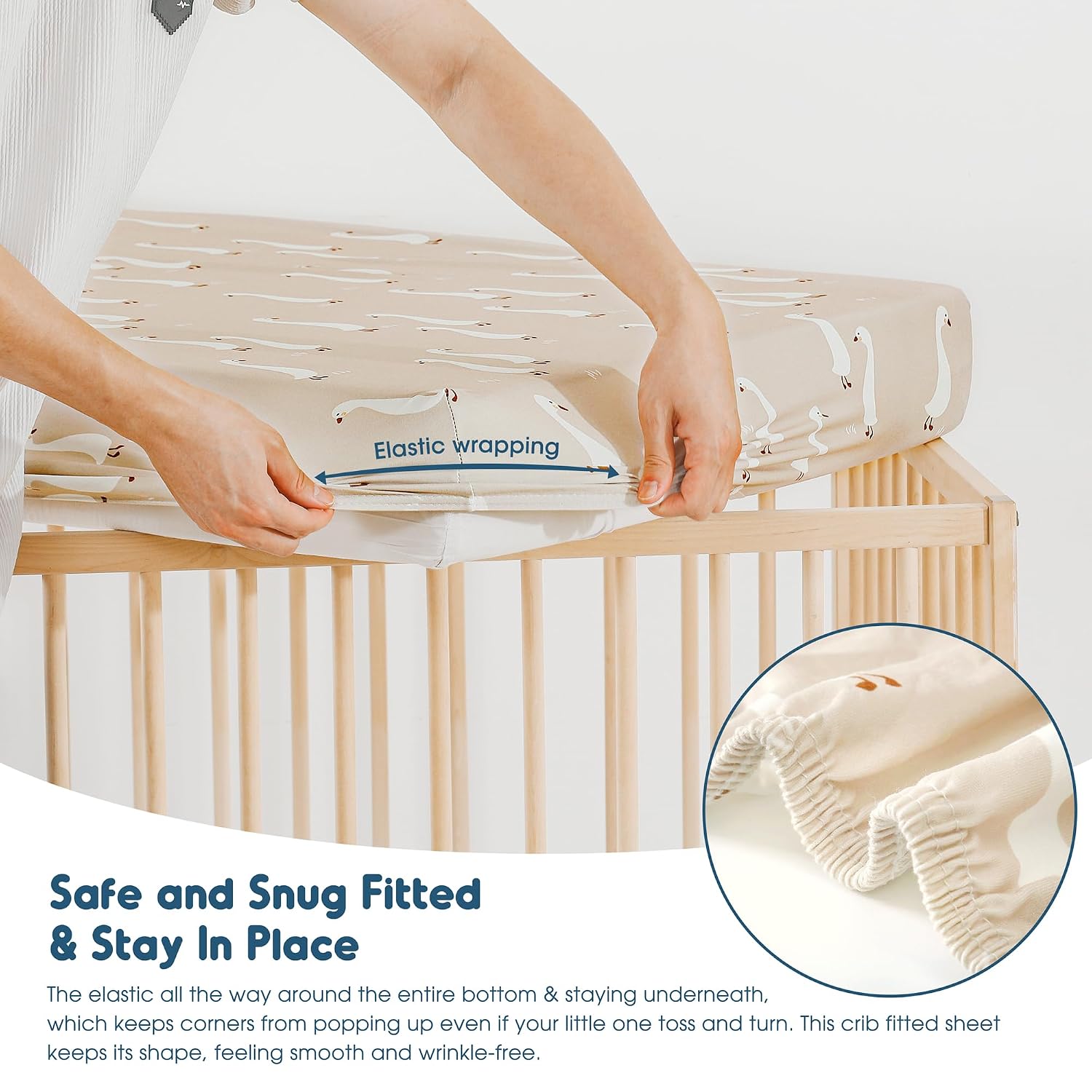 GRSSDER Ultra Soft Jersey Knit Crib Sheets 2 Pack, Stretchy Crib Mattress Sheet with Deep Pocket, Universal Fit Most Crib Pads Safe and Snug, Breathable Fitted Sheets for Baby, Duck