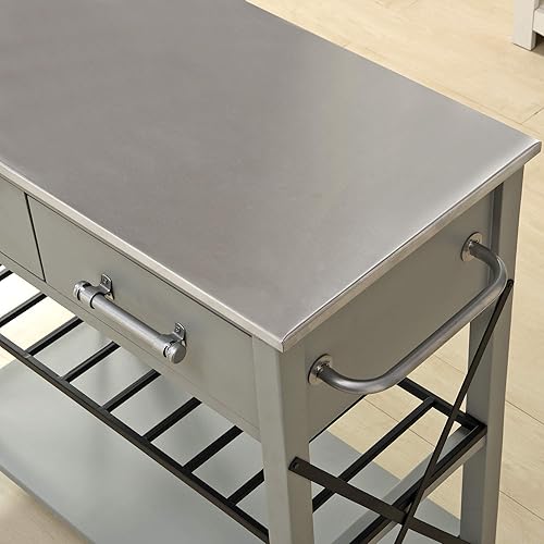 Miniatura 3 de FirsTime & Co. Gray Steel Aurora Farmhouse - Carrito de cocina, diseño americano, gris, 31.5 x 16 x 31.5 pulgadas