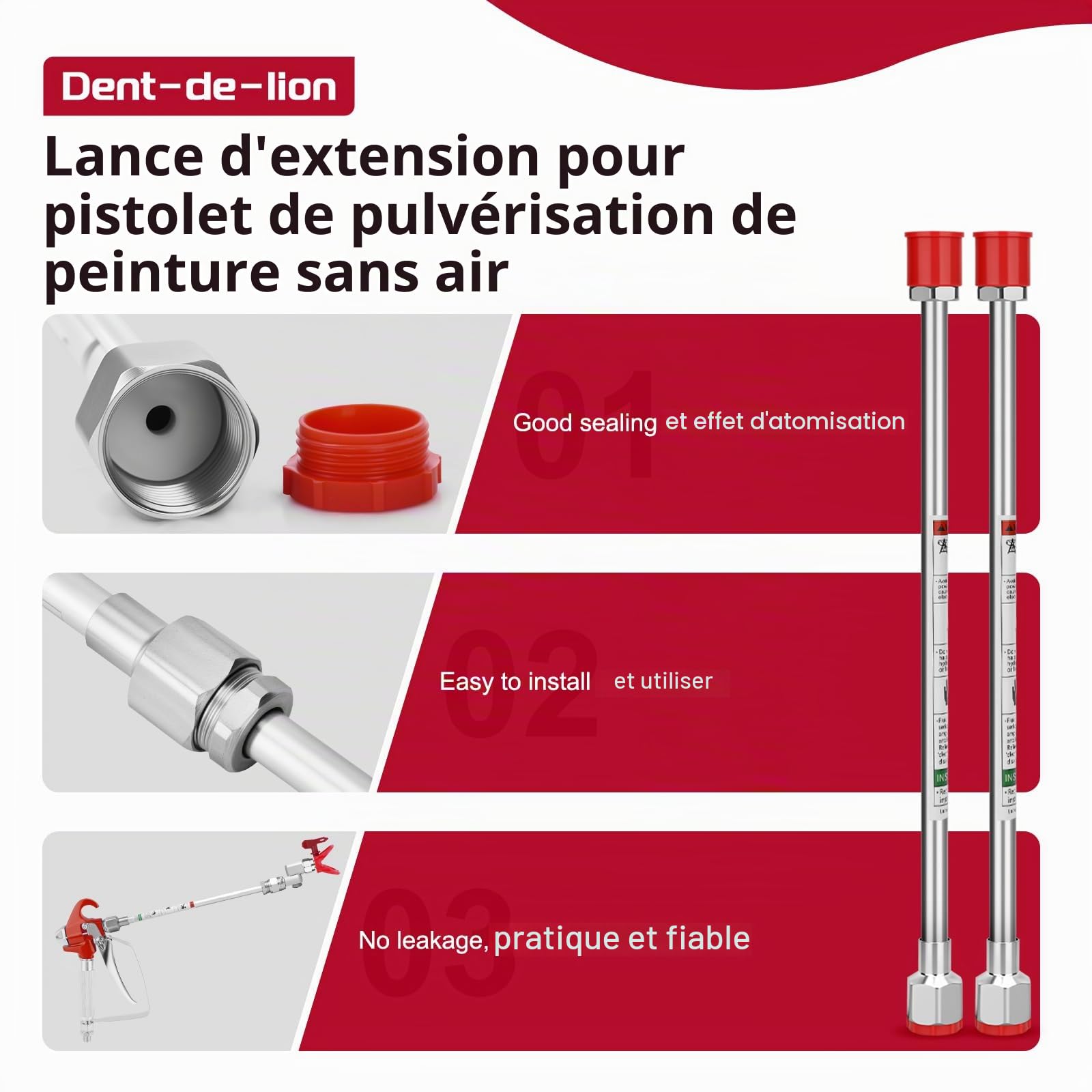 Ensemble d’Accessoires de Pistolet de Pulvérisation sans Air – 21 Pièces avec Buses Réversibles, Tiges d’Extension et Garde-Buse