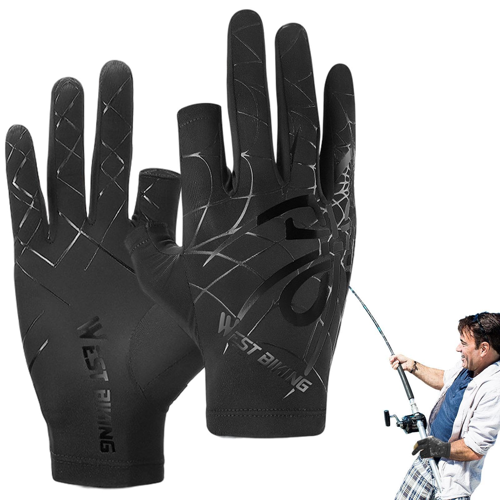 pologmase Guantes de pesca - Guantes de pesca con protección UV - Guantes de seda de hielo para pantalla táctil, antideslizantes, transpirables, para kayak, remo, pesca con mosca, fotografía,