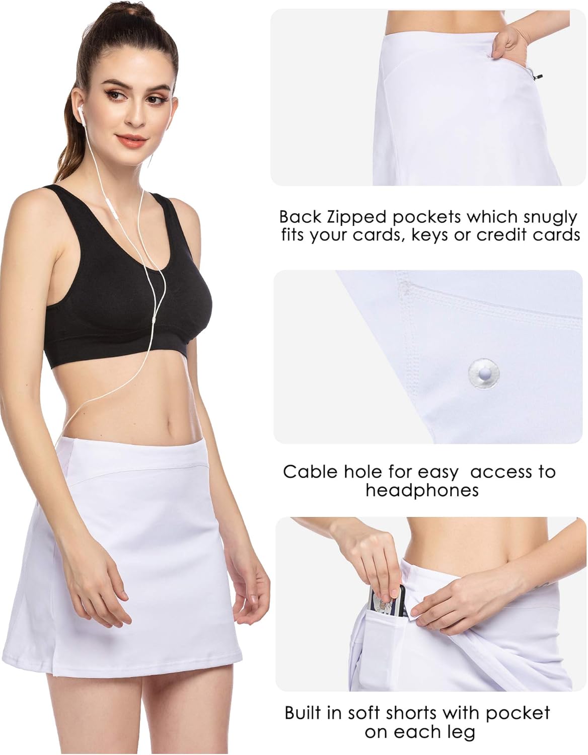 COOrun Women's Athletic Skirts Lightweight Tennis Golf Skort with Pockets Activewear Running Workout Sports Skirt at  Women’s Clothing store