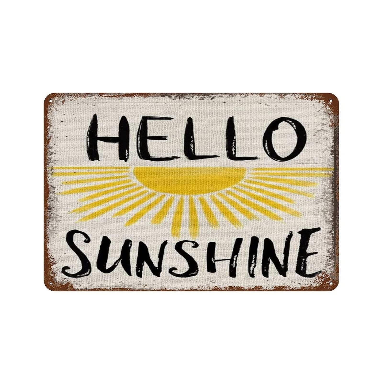 EKFBQBGW Retro Summer Garden Sign Vintage Metal Tin Wall-Art Yellow Sunshine Boho Decor For Yard Patio Farmhouse Porch Wall Decor 8x12 Inch