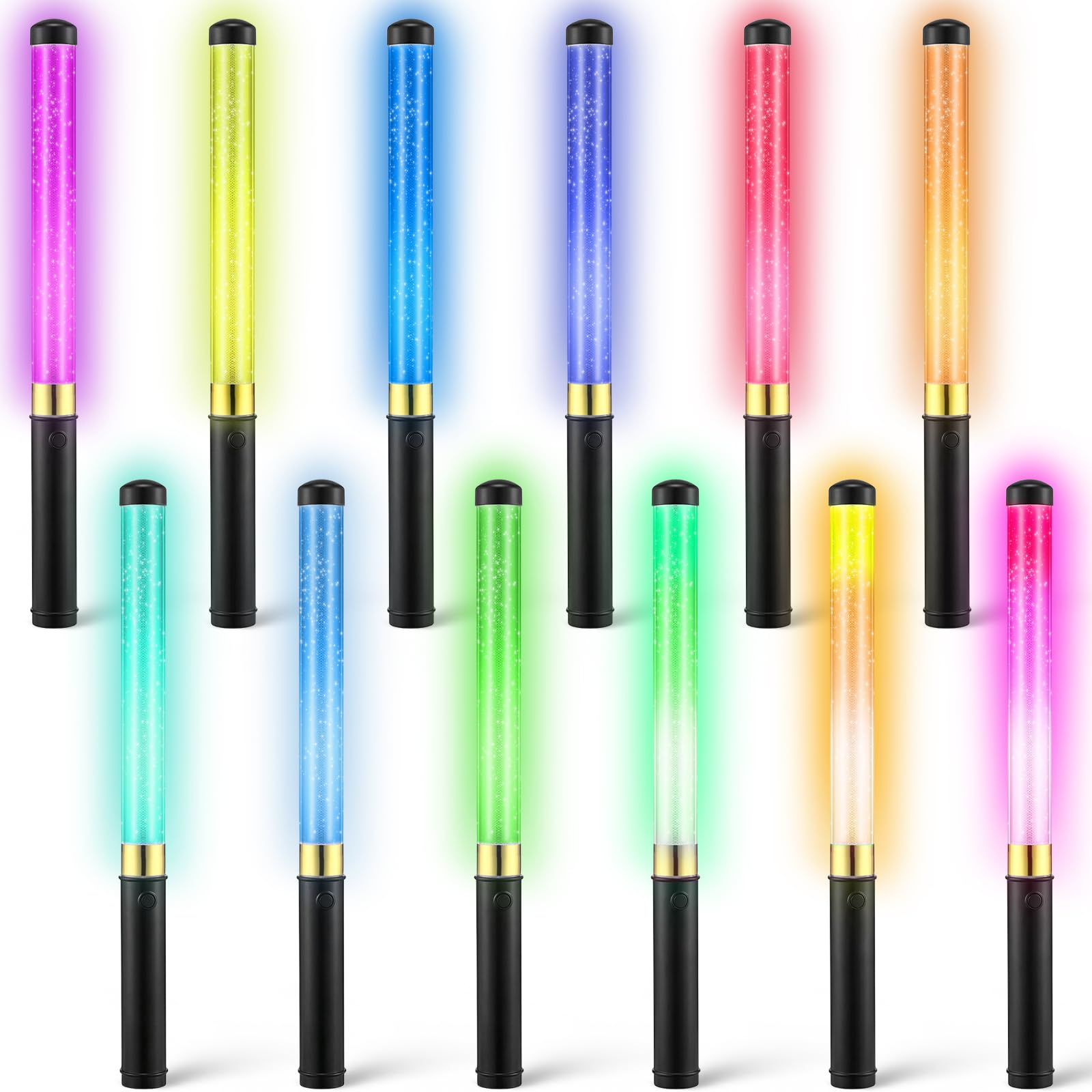 View 1 of Glooglitter 12 Pcs LED Glow Sticks Reusable, Black1093963442