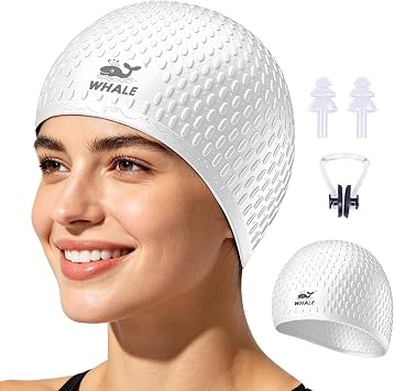 Whlae Extra Large Swim Cap, Featuring A Durable Silicone Strap and Waterproof Ear Design, Suitable for Long Hair, Thick Curly Hair and African Braids