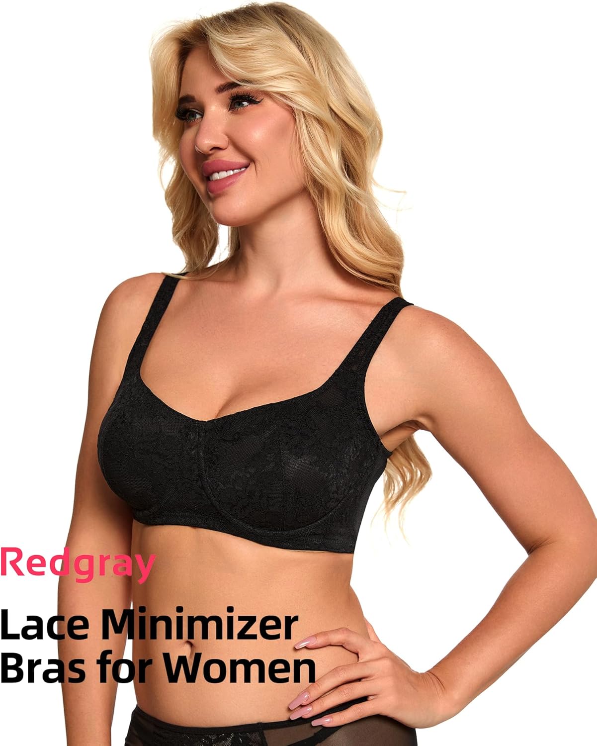 Minimizer Bras for Women Full Coverage Underwire Support Lace Push Up Bra for Heavy Breast Everyday Wear - Image 6