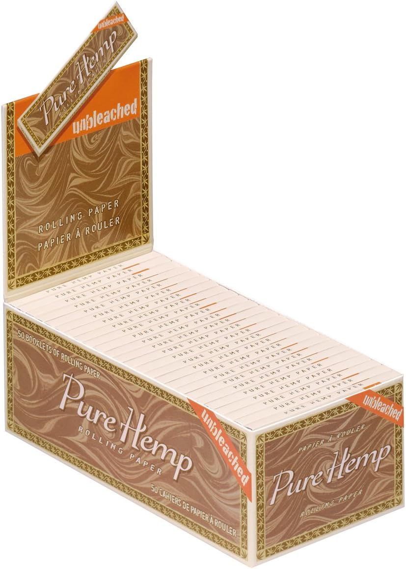 Pure Hemp - Unbleached Single Wide Rolling Papers - Full Case of 50 Booklets with 60 Leaves per Booklet (3000 Total)