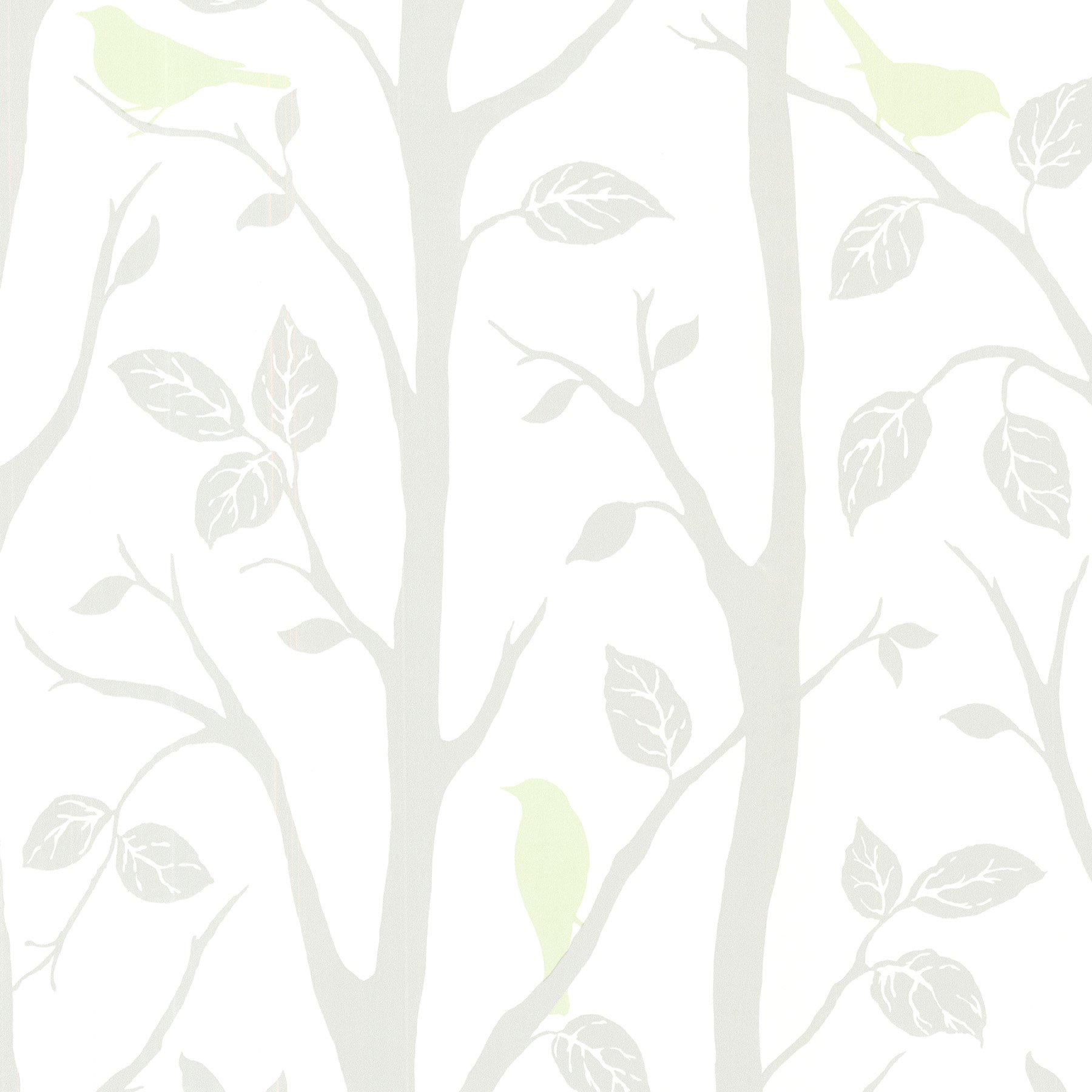 Green Brewster 2532-20445 Corwin Bird Branches Wallpaper, Light Green