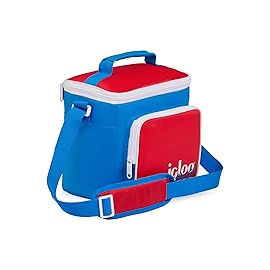 Igloo 90s Retro Collection Square Lunch Box Cooler with Front Pocket; Red, White & Blue