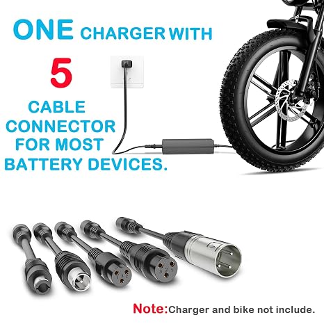 Qoovi 5 in 1 Universal Charger Plugs for Electric Scooter Chargers Connector (5.5x2.5mm),Cable 8.0mm RCA,0.31in&0.47in 3-Prong, 12mm Cannon XLR,for ninebot/gotrax/Razor/Voyage/Jetson and Most Device