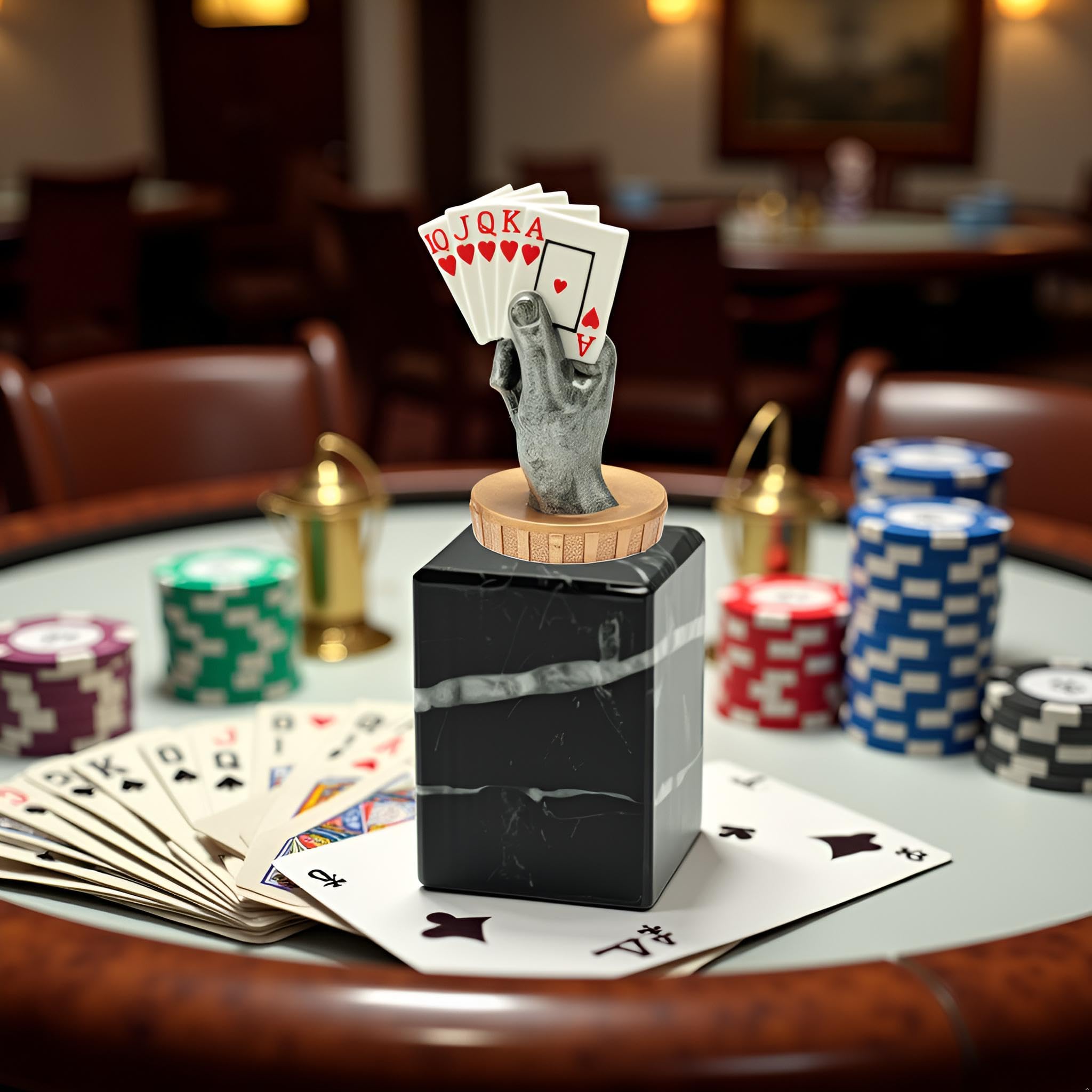 Generico Trofeo Premio Poker, Burraco, Scala 40, Briscola – Coppa Personalizzabile con Targa – Idea Regalo Tornei, Eventi e Competizioni (Colore, h15,5cm)