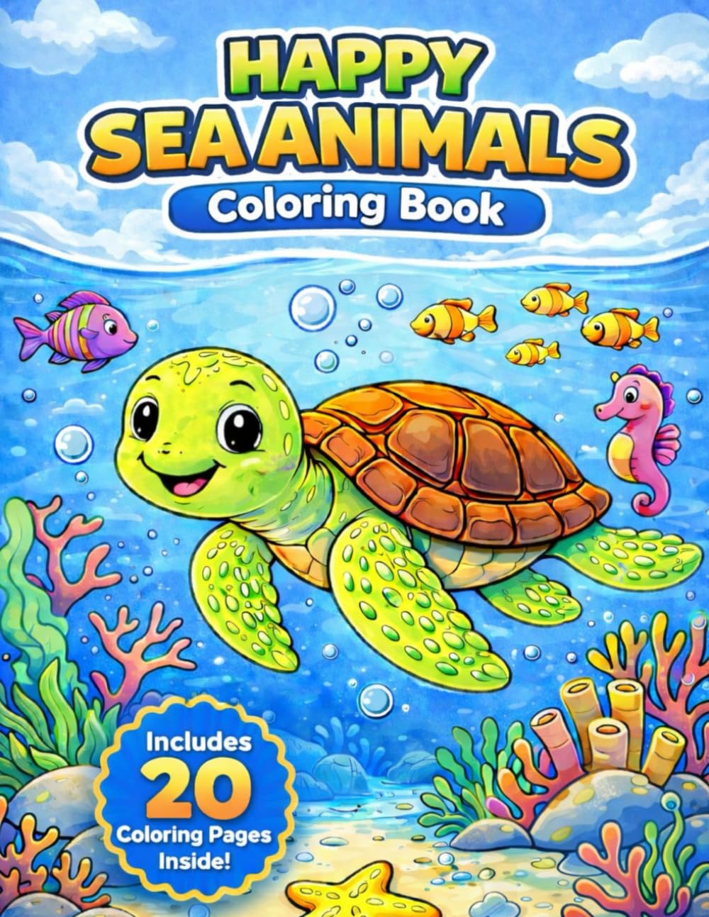 Happy Sea Animals: Relaxing and Fun Coloring Pages from the Ocean (Happy Coloring Series)