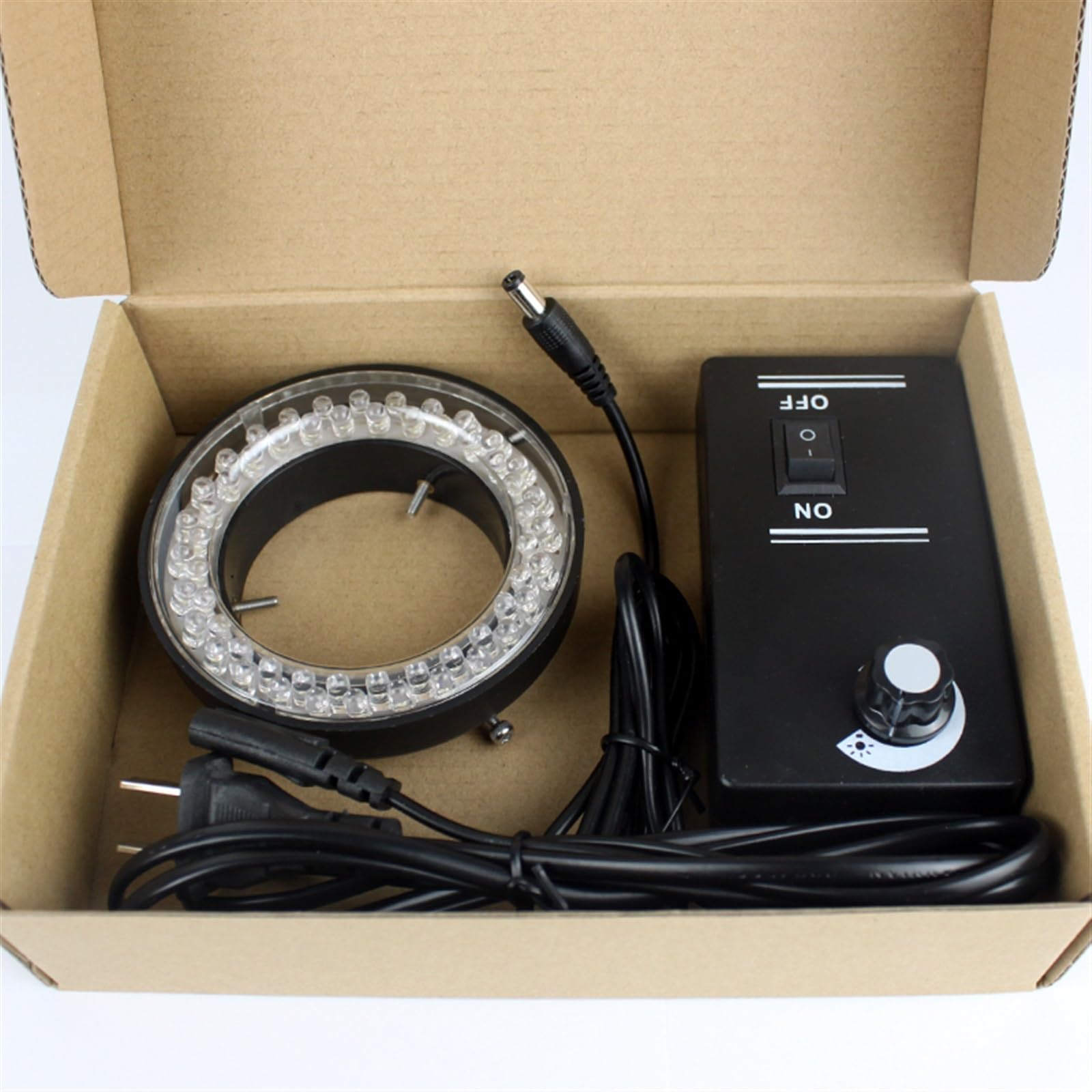 Luce ad anello a 144 LED regolabile per l'industria Video Stereo Microscopio Lente Ingrandimento della fotocamera (144 LED nero)