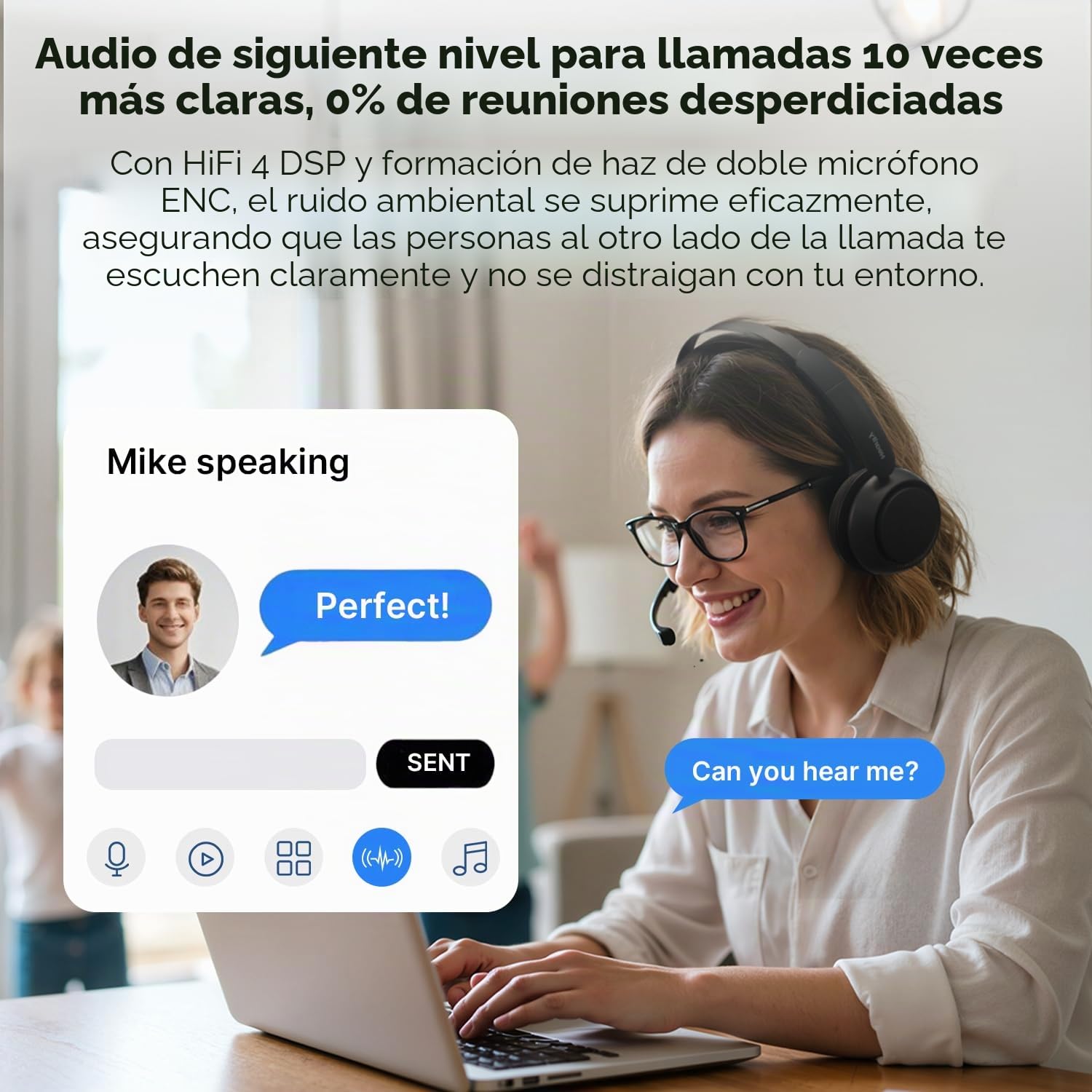 NEARITY EP320 Auriculares Inalámbricos con Micrófono para Trabajo, Bluetooth con Cancelación de Ruido, Tipo A Dongle para PC, Base de Carga & Cancelación de Ruido para Oficina/Hogar/Call Center