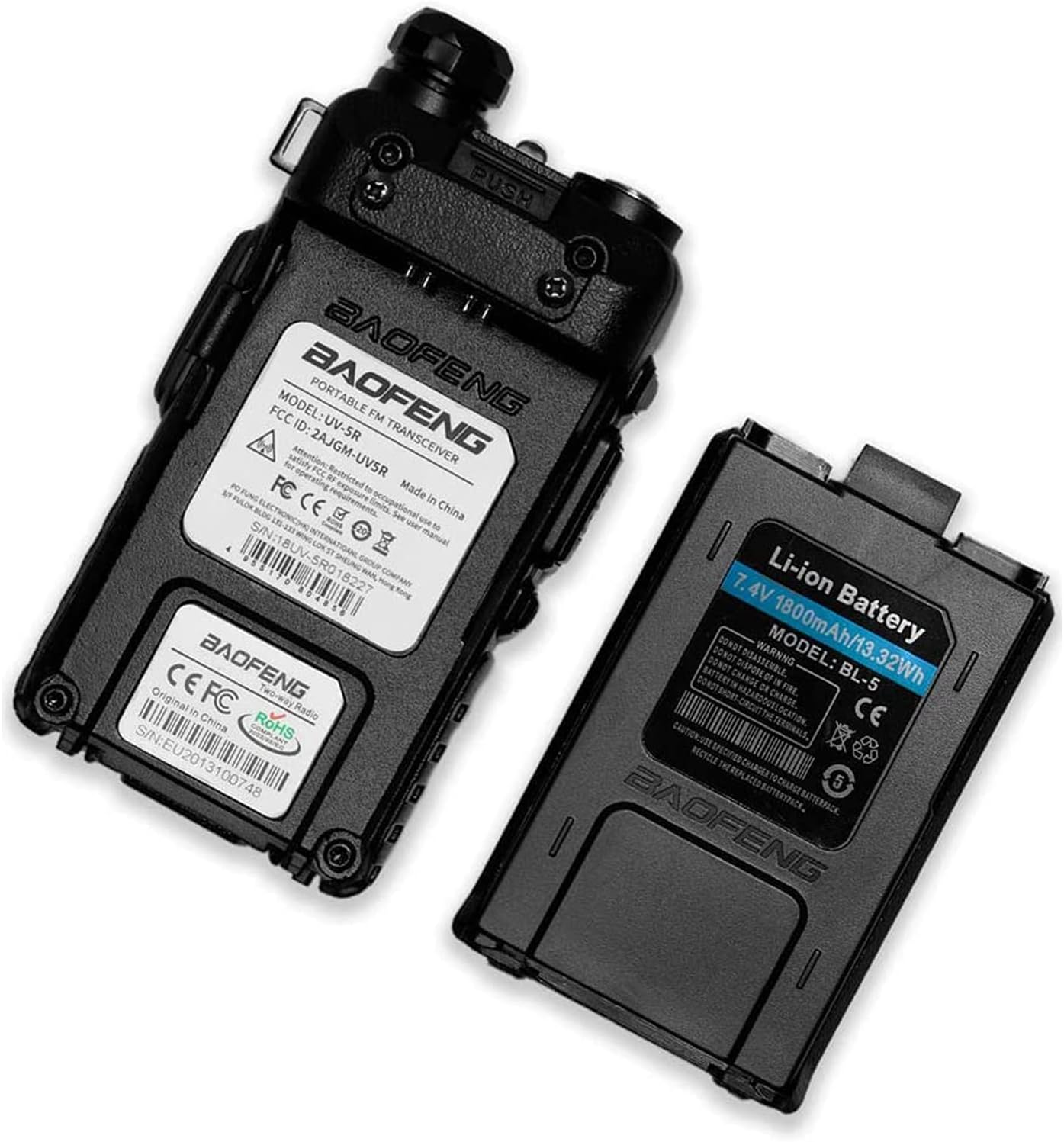 Baofeng UV-5R Two Way Radio Dual Band 144-148/420-450Mhz Walkie Talkie 1800mAh Li-ion Battery(Black) - Image 6