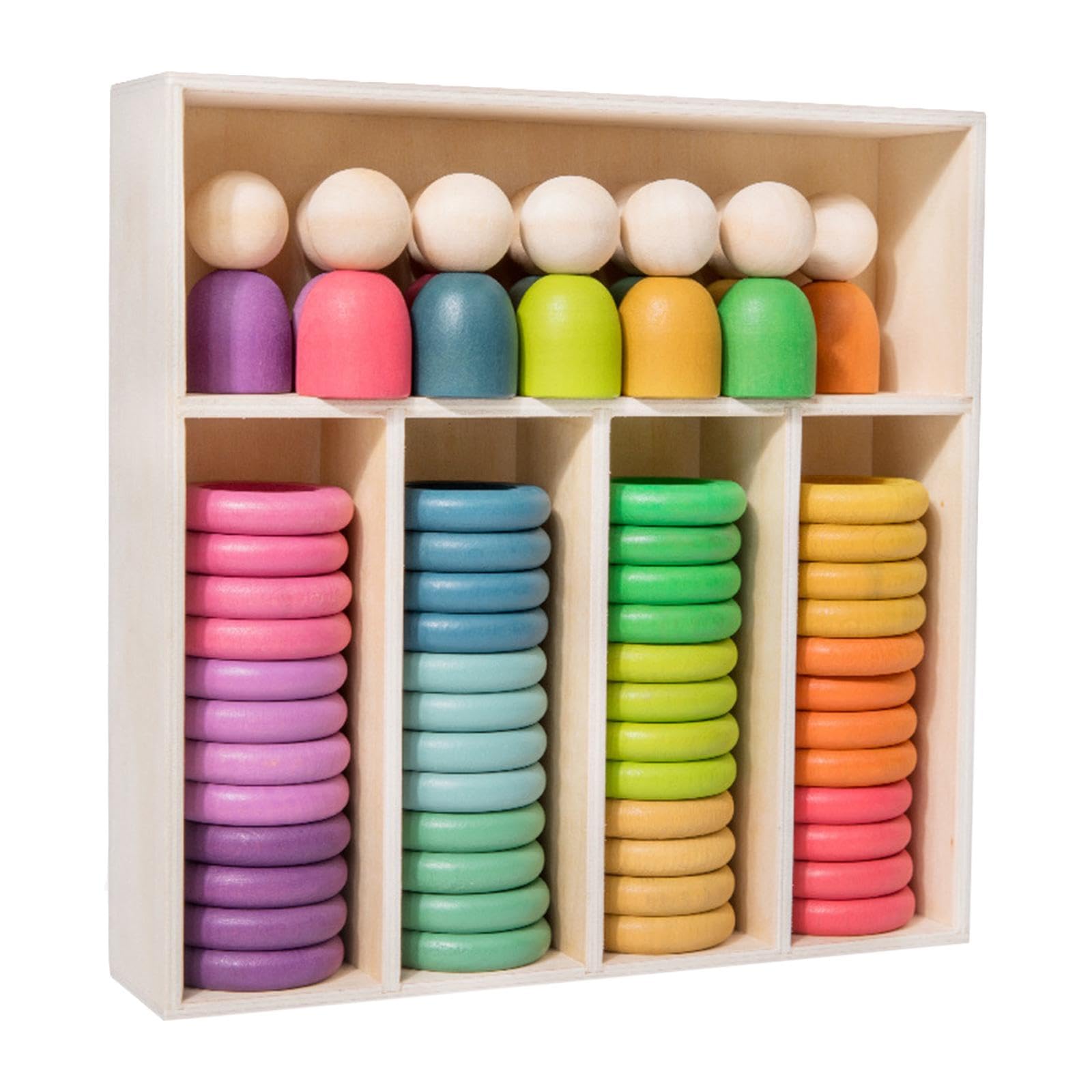 Almencla Stapel Und Sortierspielzeug Aus Holz in Regenbogenfarben – Spielzeug für Jungen Und Mädchen