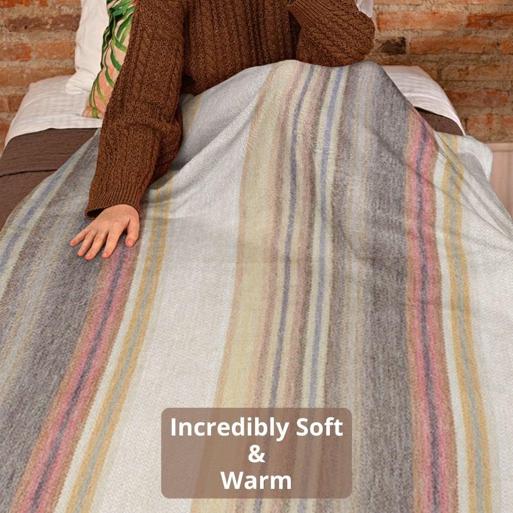 Alpaca Wool Throw Blanket | Super Soft, Lightweight, Breathable and Hypoallergenic | Non-Itchy or Scratchy (Beige Brown Varicolored, Queen (U.S. Standard)) - Image 5