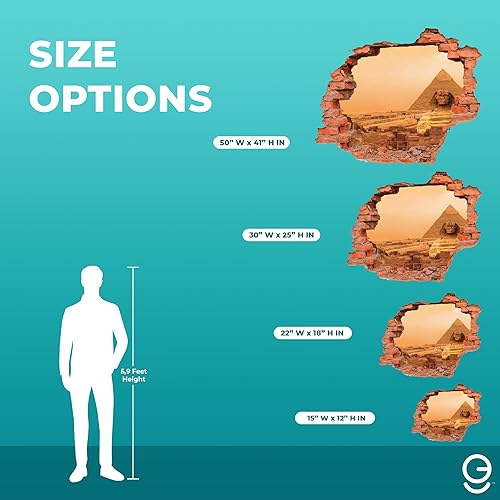 Miniatura 4 de Pirámide egipcia con efecto 3D I Peel and Stick Adhesivos de pared para sala de estar, dormitorio, decoración de pared I Calcomanía de pared para