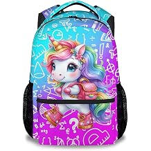 UNIKITTY Girls Unicorn Backpack for School Kids Preschool Bookbag - 17 Inch Kids School Bag with Pockets for Elementary Kindergarten