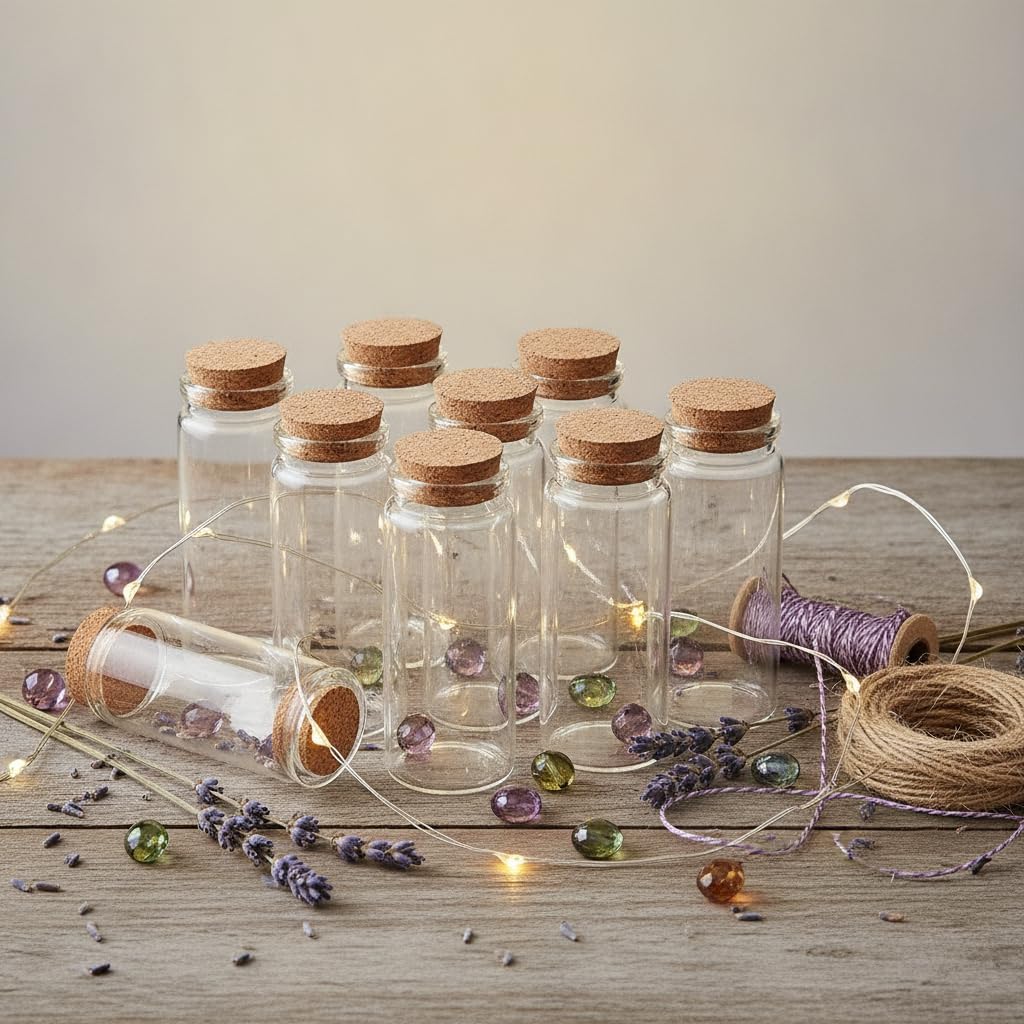 47x90x33mm 100ml Glass Jars With Cork Clear Transparent Empty Wishing Bottles Wood Stopper 6pcs/lot (6, 100ml-47x90x33mm) image 2