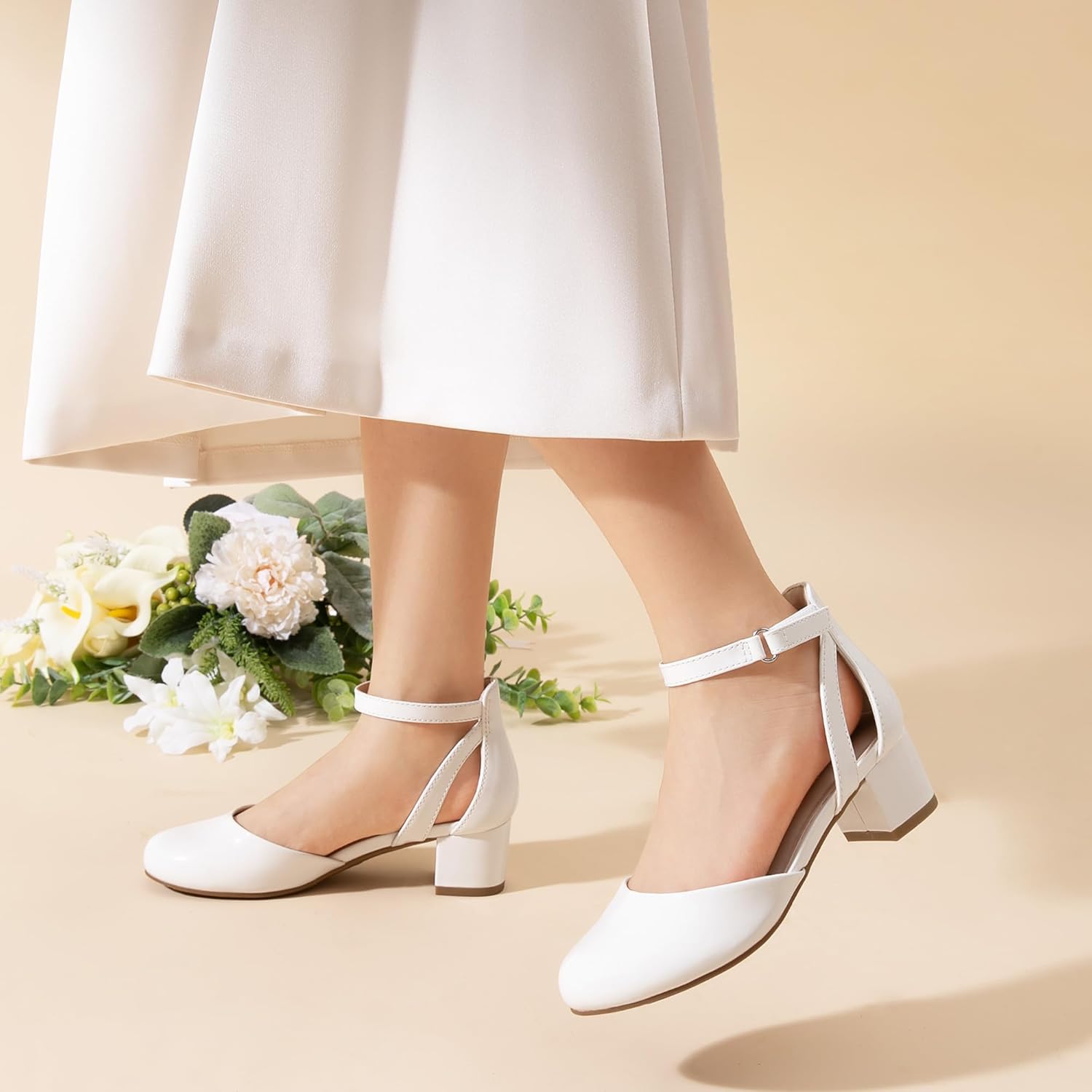DREAM PAIRS Girls Dress Shoes Closed Toe High Heels Ankle Strap Toddler Little Big Kid Wedding Flower Party Pump - Image 2
