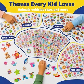 3D Puffy Stickers for Kids, 40 Sheets, 950+